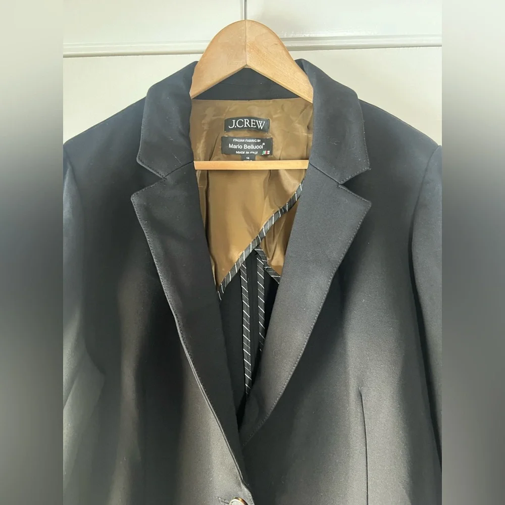 J. Crew x Mario Bellucci Luxe Italian Ponte Blazer Black Classic Tailored Chic